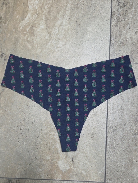 Victoria's Secret Other - Victoria's Secret Navy Blue Thong with Green & Pink Tree Pattern